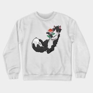 Flower Tuxedo Cat - Hibiscus Flower Crewneck Sweatshirt